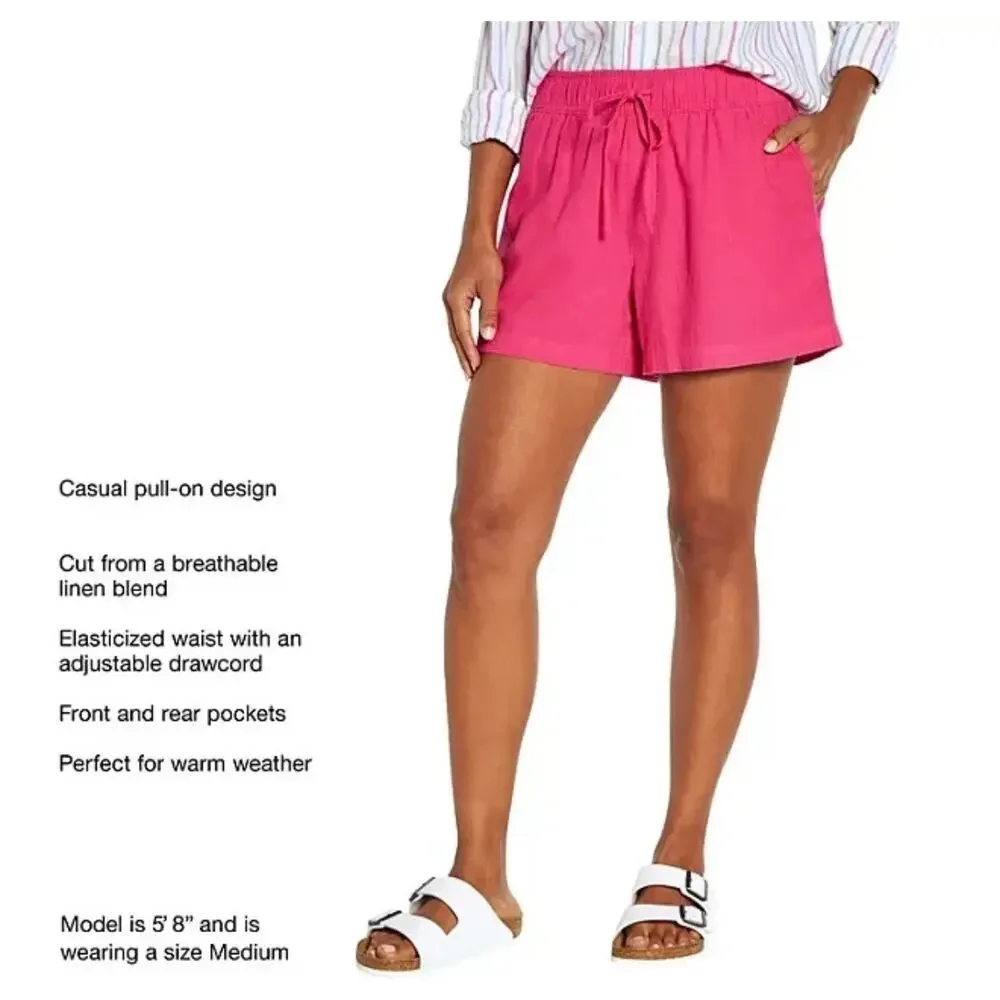 GAP Pull On Utility Shorts Linen Blend Royal Fuchsia Small Coastal Beach Resort